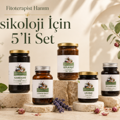Psikoloji icin 5'li set İnci macunu, Gülkant, Nanekani, Lavanta tablet, Hazime